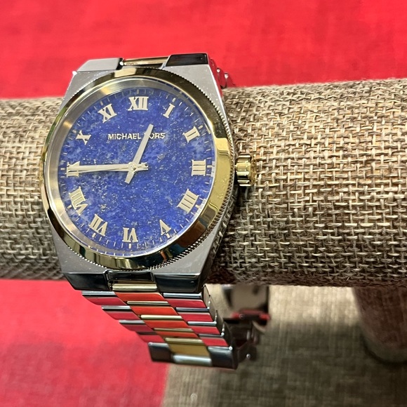 MICHAEL KORS BLUE ‘CHANNING’ PRE-LOVED AUTHENTIC GENUINE LAPIS FACE DESIGN WATCH - Picture 3 of 16